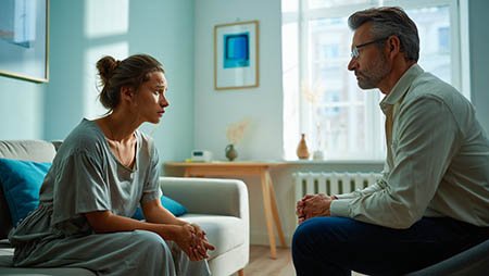 Девушка на анамнезе у врача в кабинете